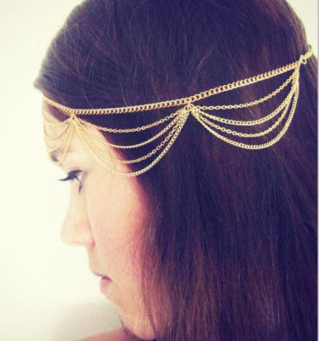 Gold Plated Multi Layer Hair Chain